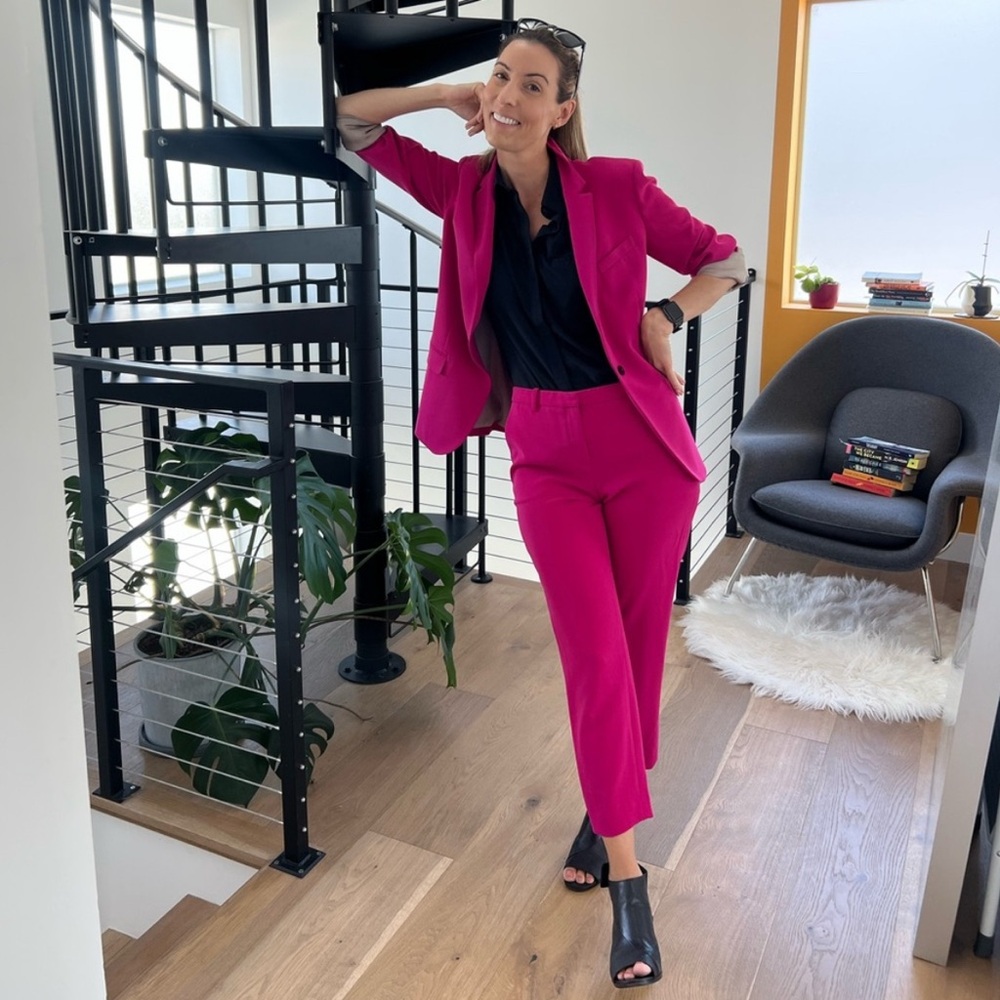 Theory Magenta Single Button Blazer